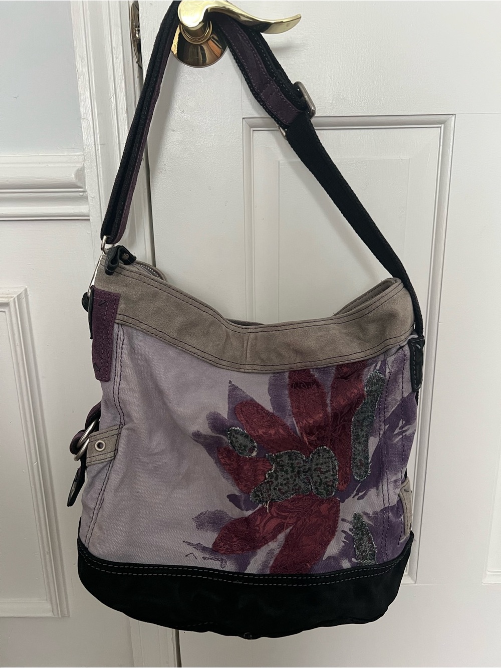 Vintage Lucky Brand Canvas and Suede Bucket Bag 90s 00s - Picture 1 of 6
